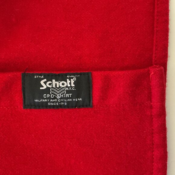 VTG Schott NYC CPO Wool Blend Shirt Jacket Red Mens L Button Front Heavyweight - Picture 10 of 15